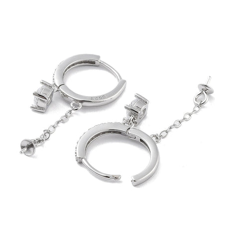 Sterling Sølv 925 Creoler Med Klare Zirkonia Sten, Til Topboret Perle, 13mm