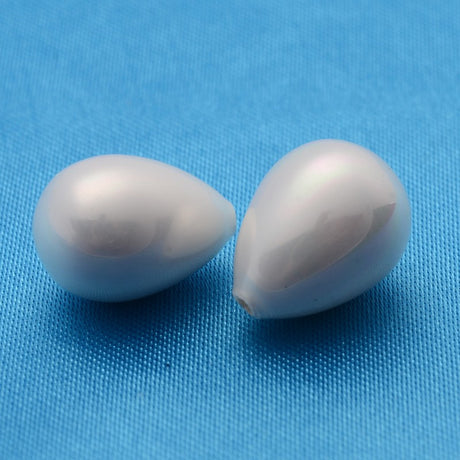 Shell Drops, Grau, oben gebohrt/gebohrt, 16x8mm.