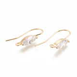 Simple ear hooks with zirconia stone, 18k gilded, 17x2.5mm