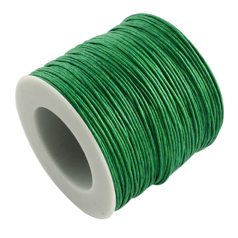 Waxed Cotton Cord, Green, 1mm, 100m