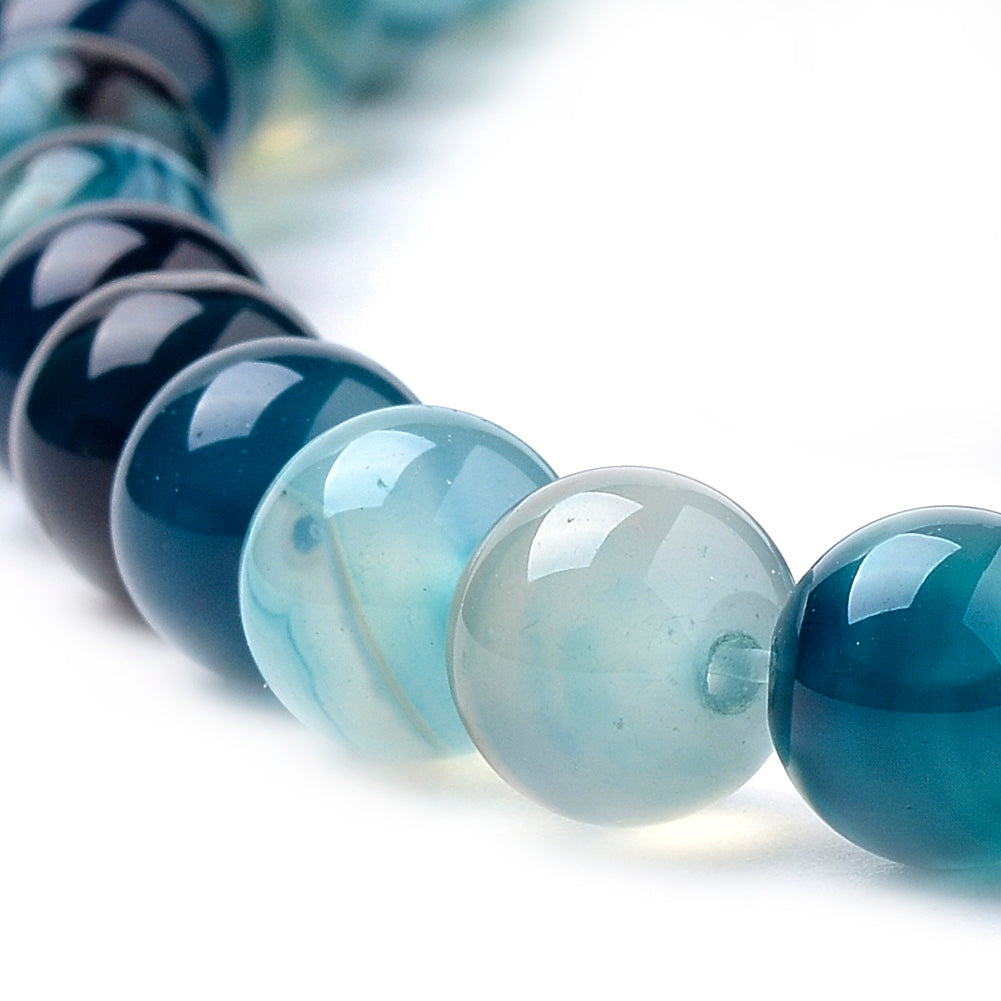 Stripe Agate, Petroleum Blue, 8mm 