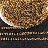 Waterproof Chain, Gold-Plated Steel, 1.5x0.4mm, 1m 