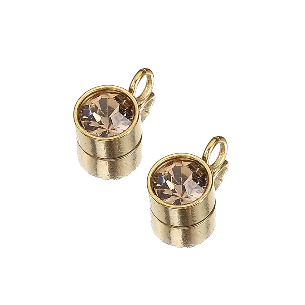 Waterproof Pendant, 18K Gold Plated Steel, pink, 2 pcs. 