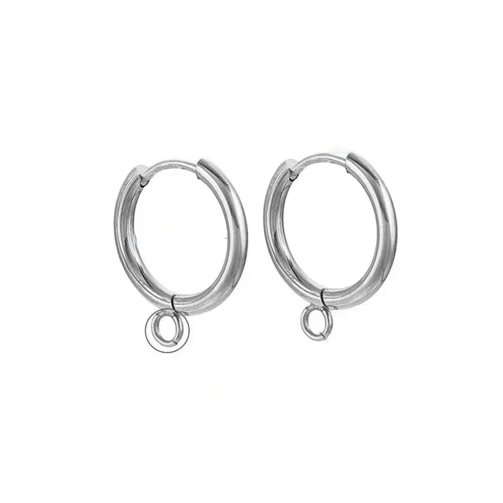 Hoop Earrings With Eye, 24K Gold Plated Steel, 14.x12x2mm