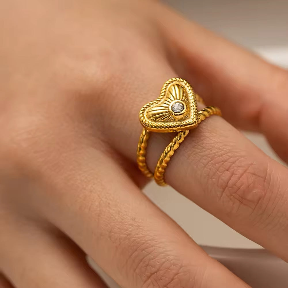 Gold plated adjustable ring with beads