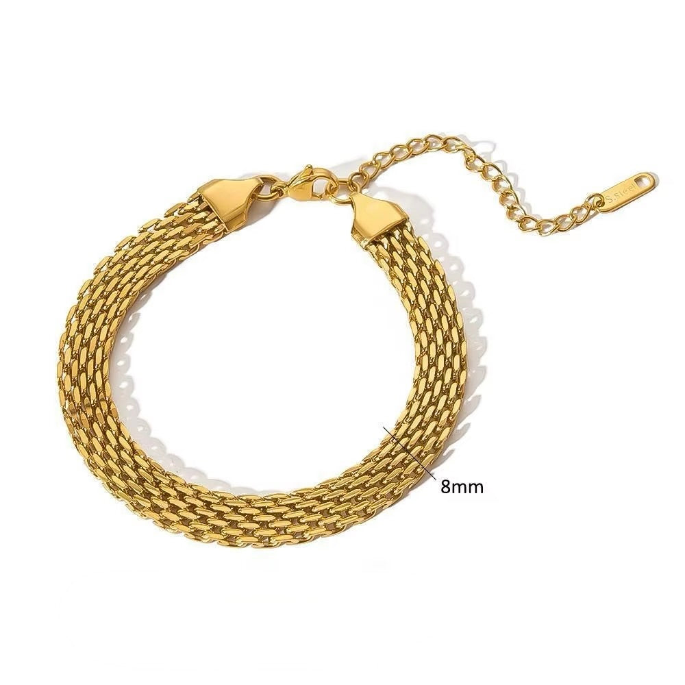 Vanntett armbånd, 18K gullbelagt stål, 17 cm