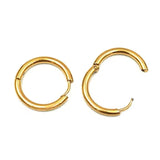 Hoop Earrings With Eye, 24K Gold Plated Steel, 14.x12x2mm