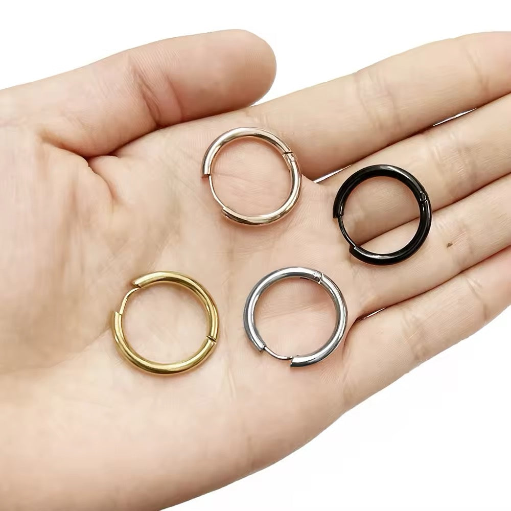 Vanntette hoops, 24K gullbelagt stål, 12 mm