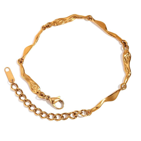 Waterproof Bracelet, Organic Look, Gold Plated, 17+5cm 