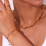 Waterproof Bracelet, Organic Look, Gold Plated, 17+5cm 