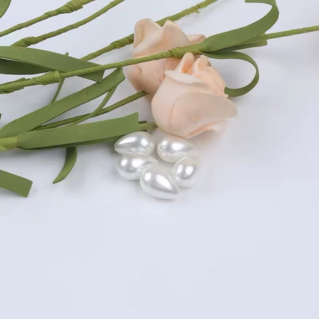 Shell Beads Drops, White, Top drilled/drilled, 18x14mm