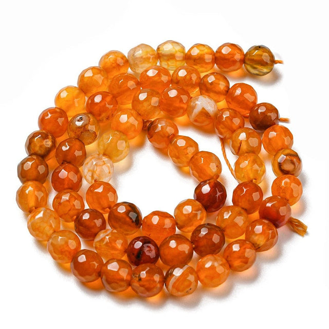 Agat Agat Perler, orange, Facetteret 6mm (kopi)