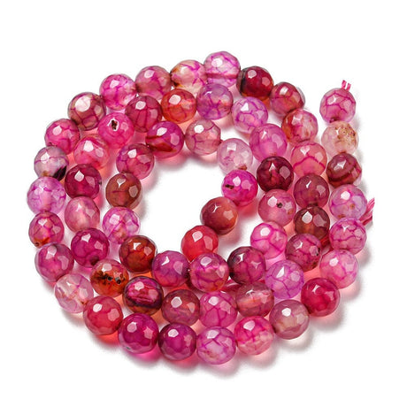 Agat Agat Perler, Pink, Facetteret, 6mm