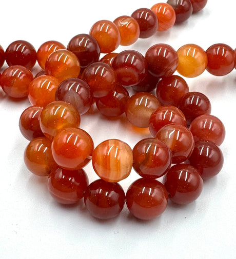 Agat Orange/Rød Stribe Agat, Rød/Orange, 12mm