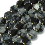 ass sten og perler Snowflake Obsidian Kantet, 8-8,5-10,5mm