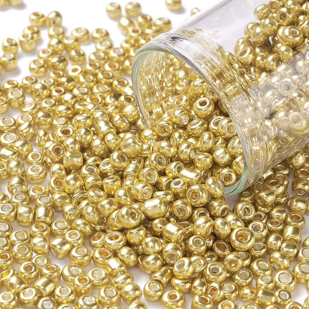 Seed Beads, Metallic Guld, 3mm