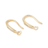 Simple ear hooks with zirconia stone, 18k gilded, 17x2.5mm