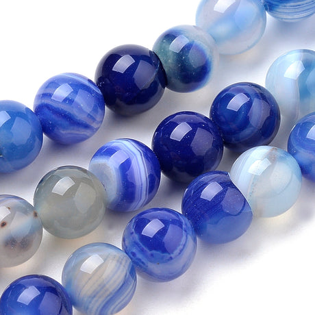 Stripe Agate, Blue, 8mm 