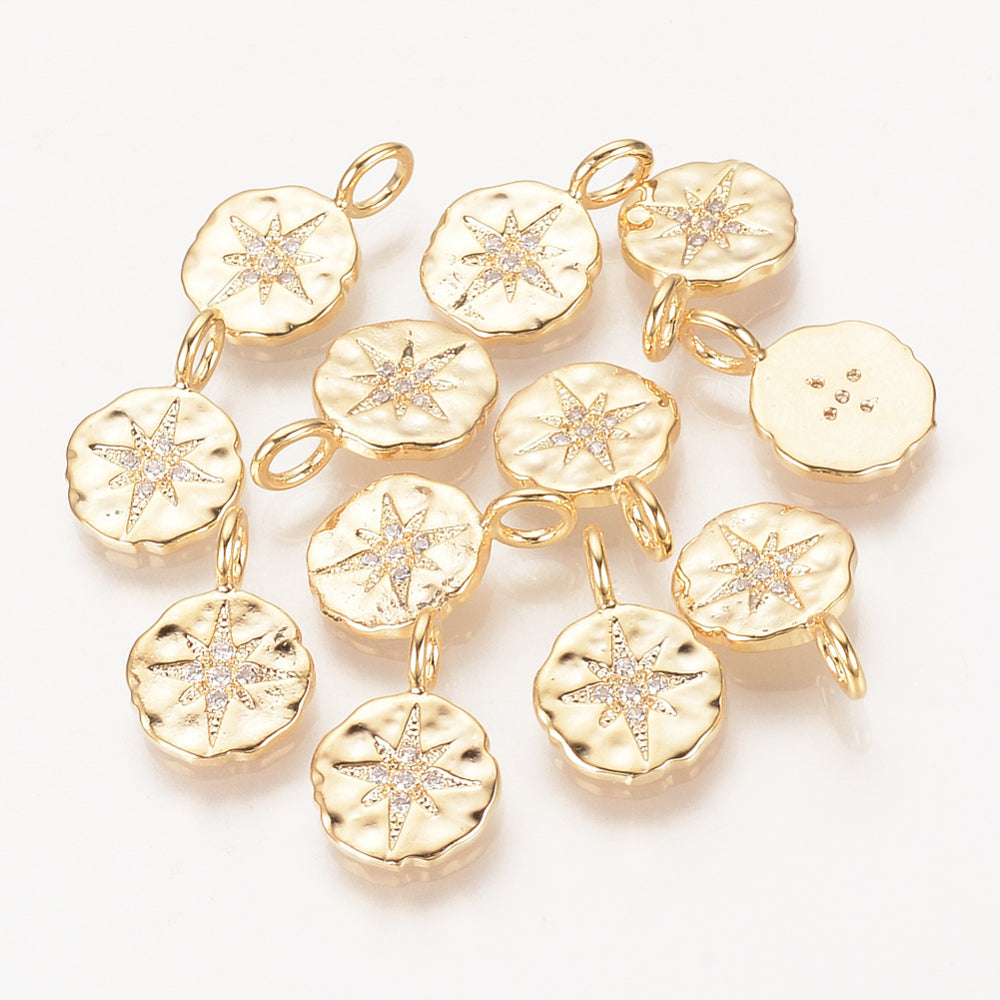 Pendant with Star and Zirconia Stones, Gold-Plated, 15.5x10.5mm 