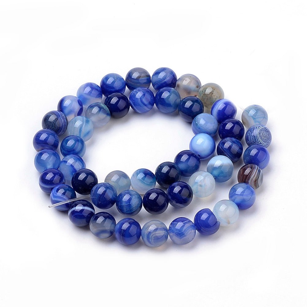 Stripe Agate, Blue, 8mm 