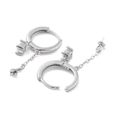 creoler Sterling Sølv 925 Creoler Med Klare Zirkonia Sten, Til Topboret Perle, 13mm