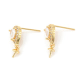 Floral earpieces with clear zirconia stone, 18k gilded, 9x7.8mm