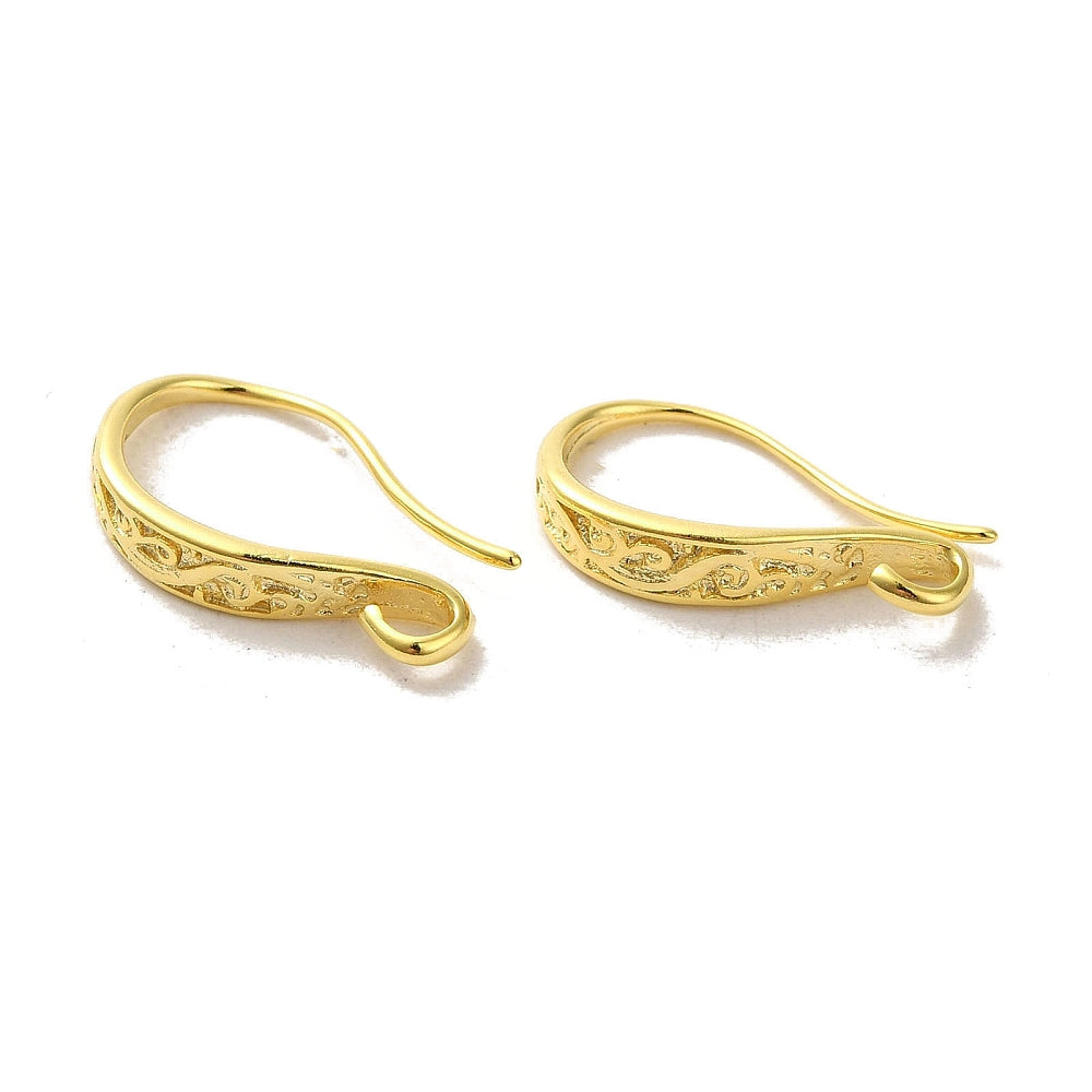 Ear hooks with light pattern, long -lasting gilding, 15x2.5mm