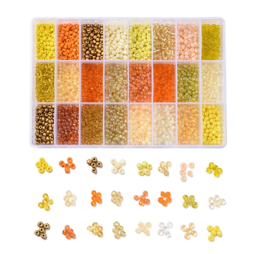 DIY SÆT DIY Kasse Med 24 Farver Seed Beads, 3,5-4mm