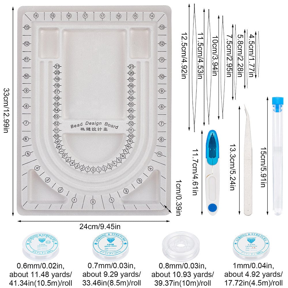 DIY SÆT Perleboard Til Opmåling Af Halskæder Og Armbånd incl. nåle, elastik m.m