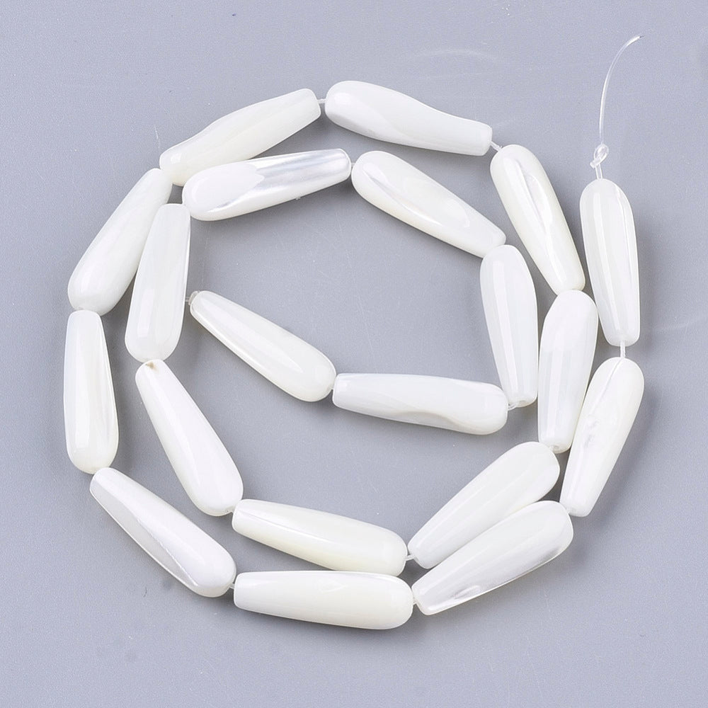 Shell Drops, White, 20x6mm 