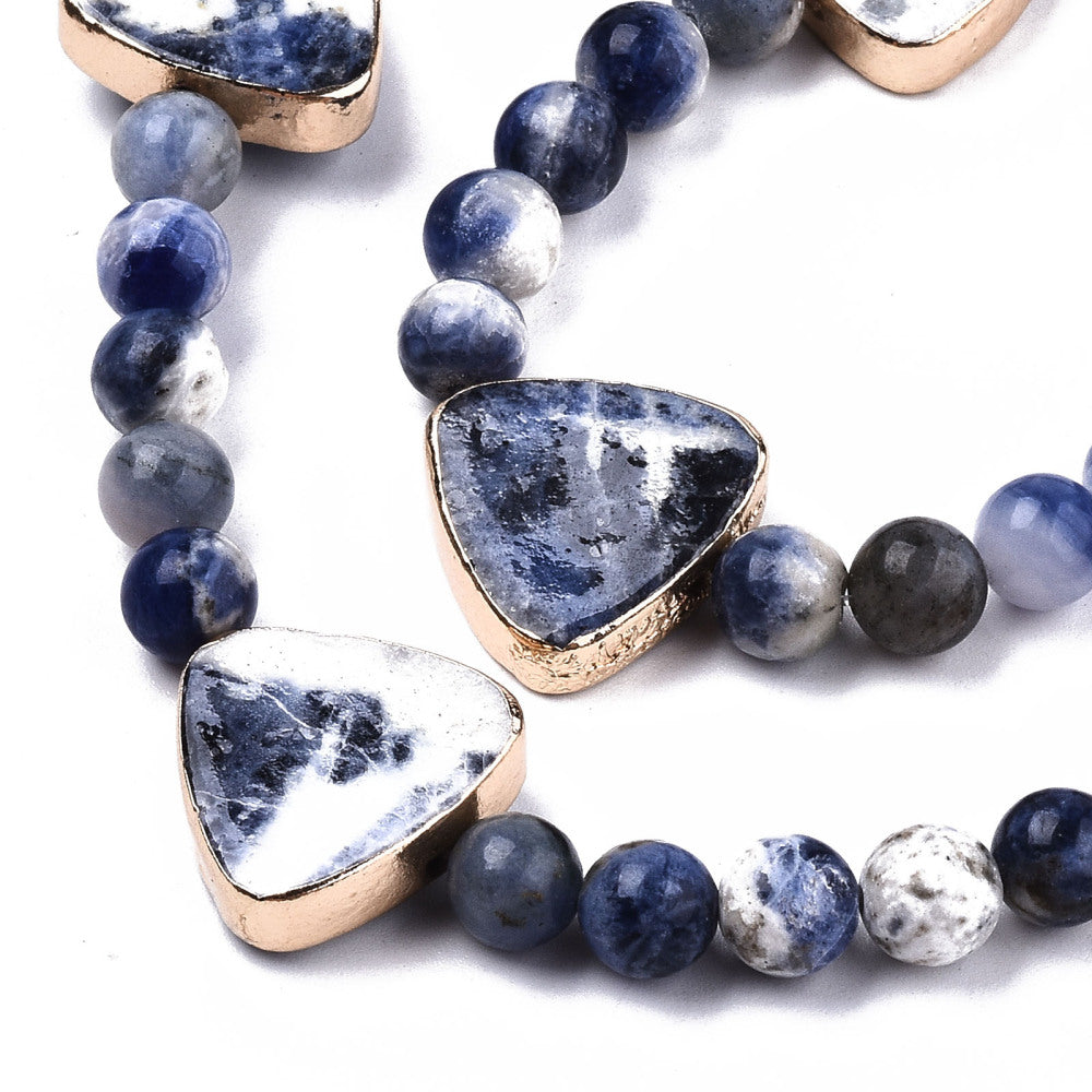 Sodalite Beads, triangle and round beads