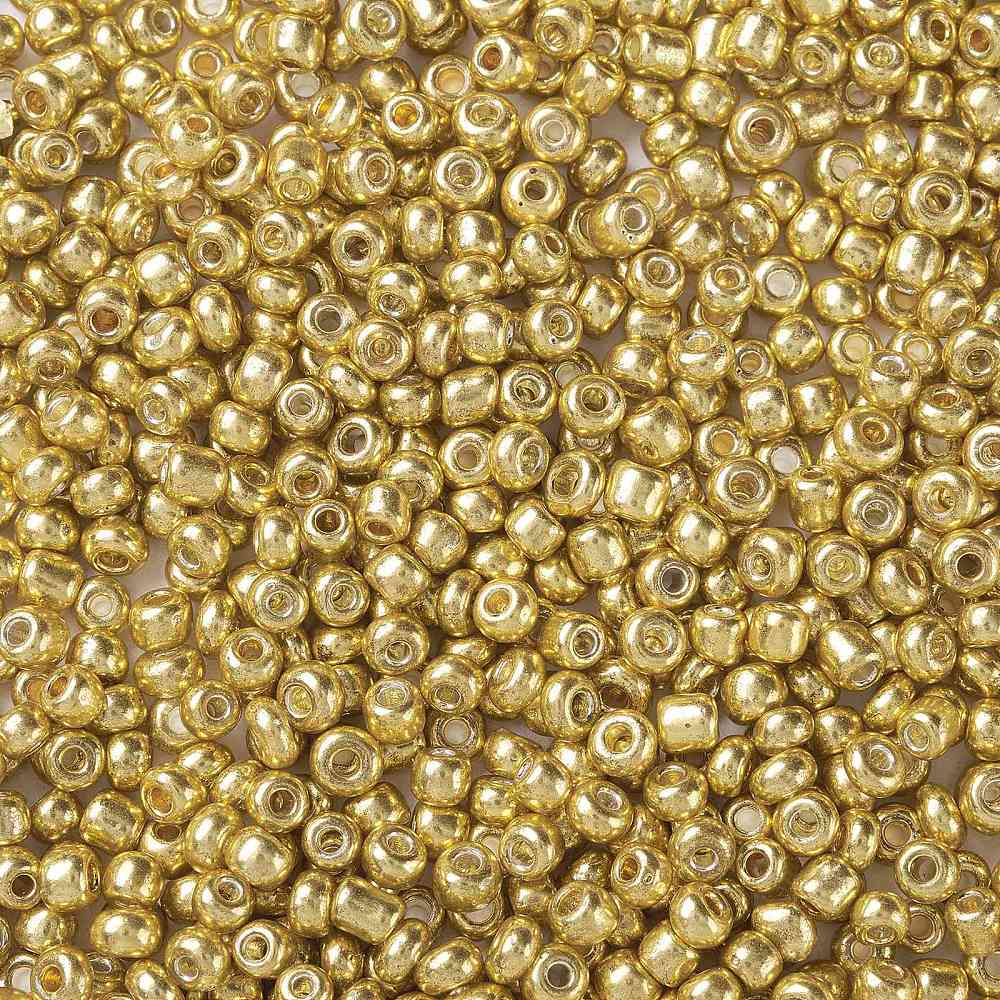 Seed Beads, Metallic Guld, 3mm