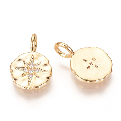 Pendant with Star and Zirconia Stones, Gold-Plated, 15.5x10.5mm 