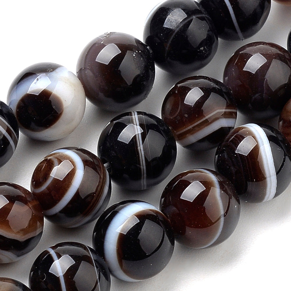 Striped Agate, Brown, 8mm 