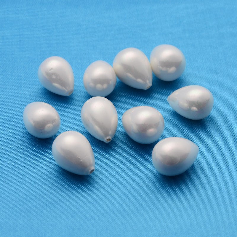 Shell Drops, Grau, oben gebohrt/gebohrt, 16x8mm.