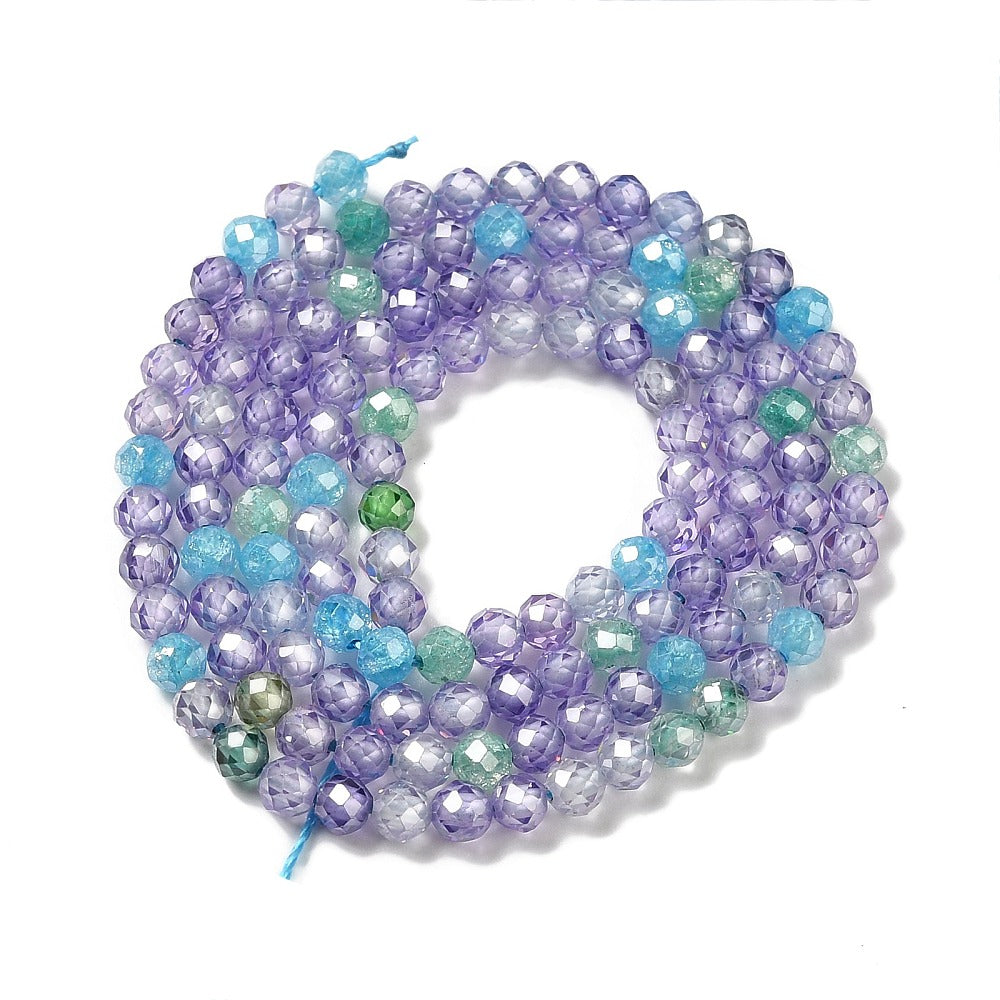 Zirconia Beads, Color Mix, Faceted, 3mm