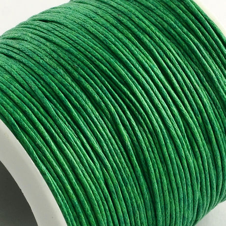 Waxed Cotton Cord, Green, 1mm, 100m