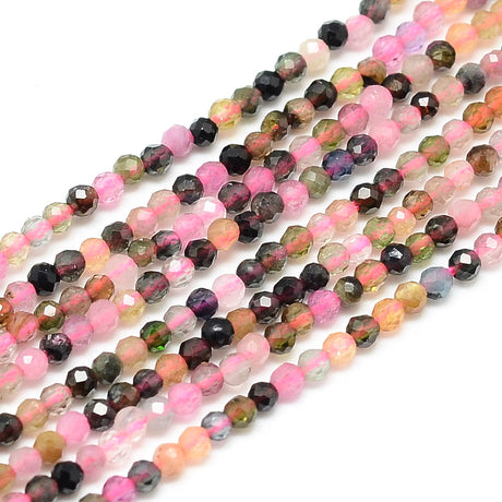 Tourmaline Beads, Faceted, 3mm