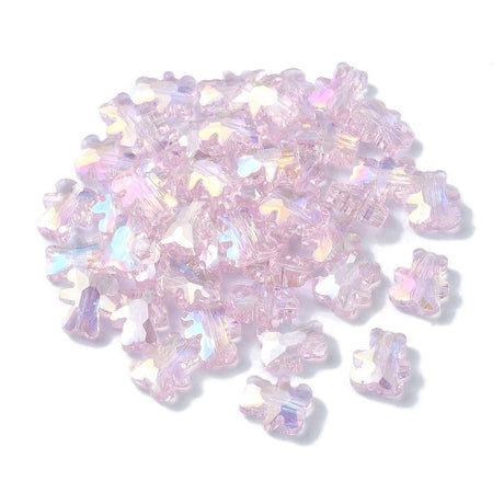 Glasperler Bamse Bjørne Krystal Glasperler, rosa, 8,5x9,5mm