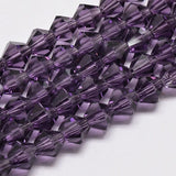 Glasperler Krystal Perler, Austrian Crystal, lilla, Bicones, 3x3mm