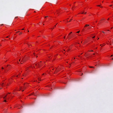 Glasperler Krystal Perler, Austrian Crystal, rød, Bicones, 3x3mm