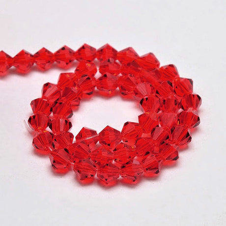 Glasperler Krystal Perler, Austrian Crystal, rød, Bicones, 3x3mm