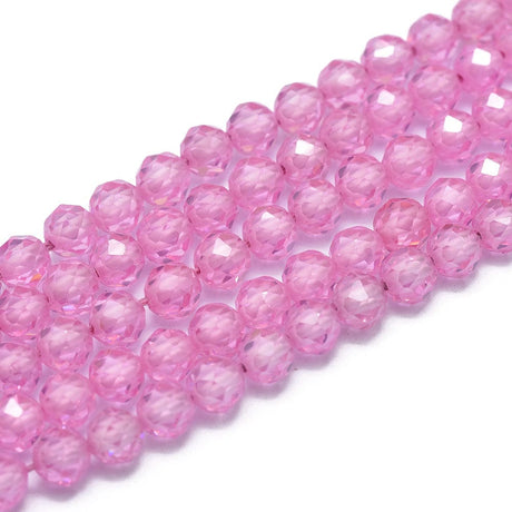 Glasperler Zirkonia Perler, pink, 4mm