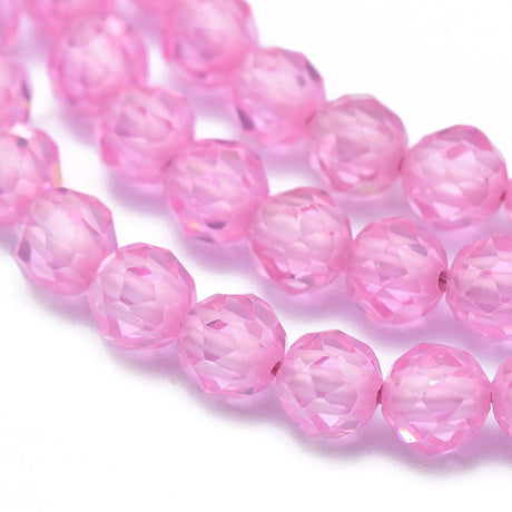 Glasperler Zirkonia Perler, pink, 4mm