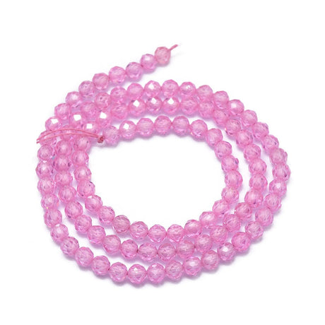 Glasperler Zirkonia Perler, pink, 4mm