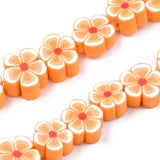 Heishi perler Fimo blomster, orange str. 10x7 mm