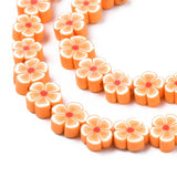 Heishi perler Fimo blomster, orange str. 10x7 mm