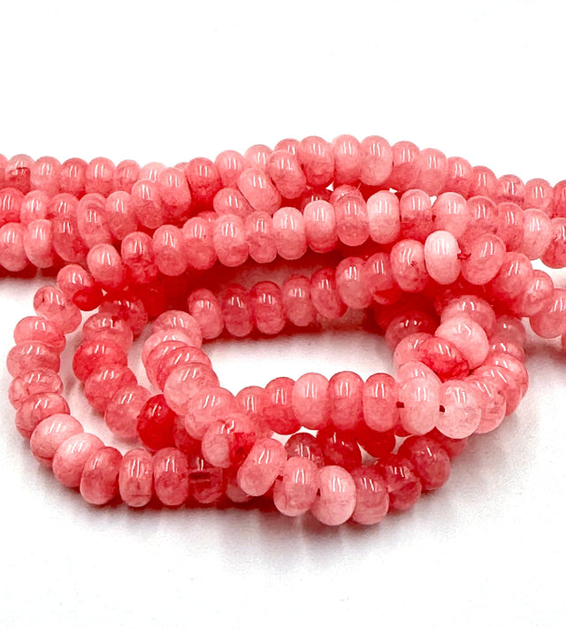 Jade Jade Perler, Pink, 8x4mm