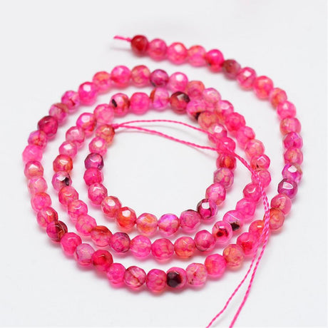 Jade Jade Perler, pink, Facetteret, 4mm