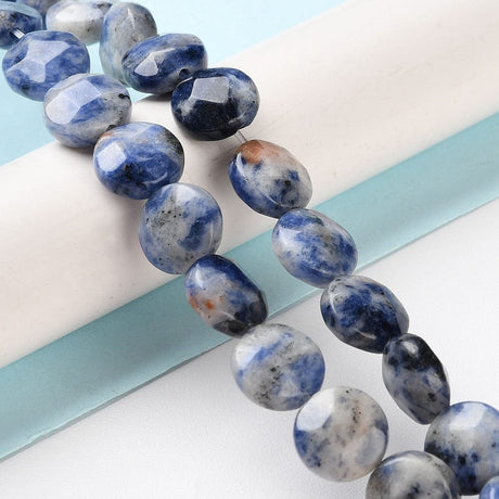 Jasper Blue spot Jasper, flad, rund, facetteret str. 10x5 mm